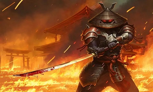 一个武士拿一把刀闯关的游戏