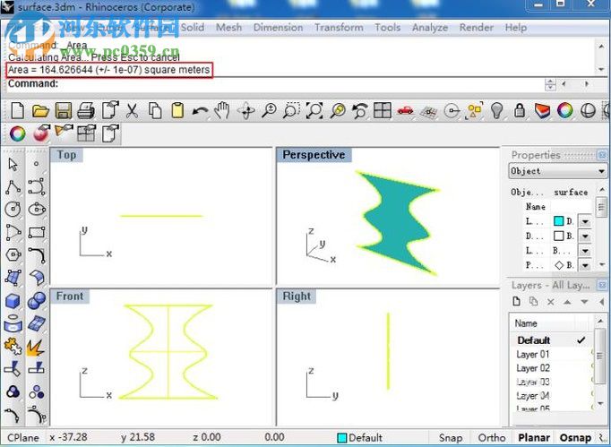 Rhino犀牛计算模型面积的方法
