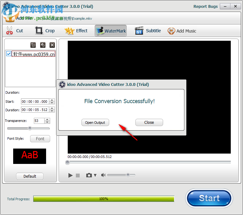 idoo Video Cutter给视频添加水印的方法