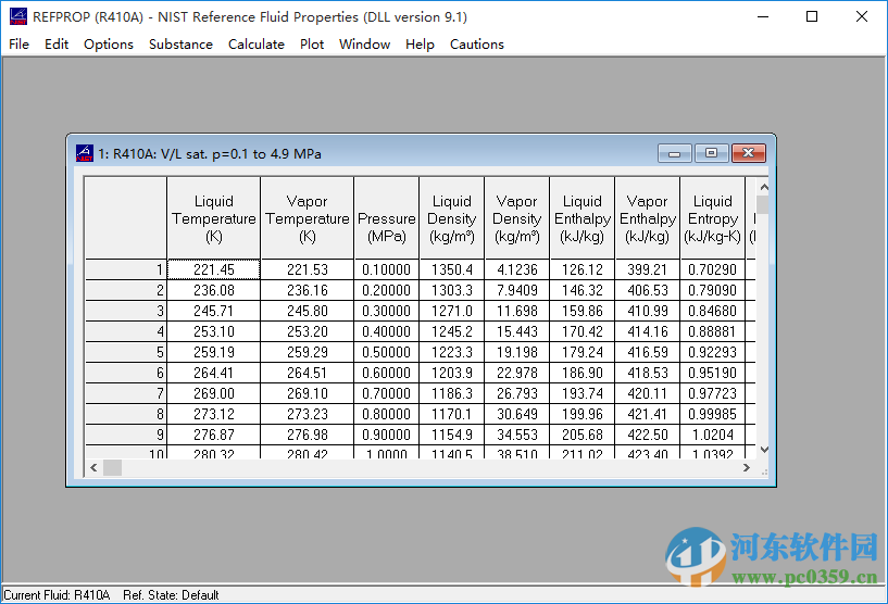 refprop(制冷剂物性查询运算软件)附中文教程 9.1 最新免费版