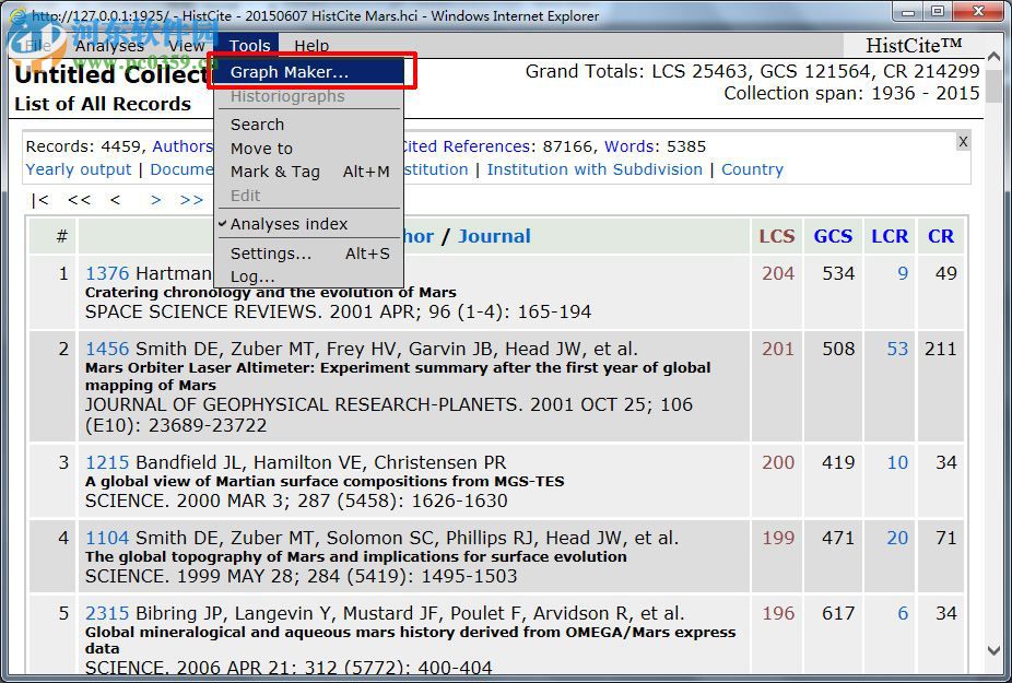 histcite(文献索引分析软件) 附使用教程 12.03.17 最新免费版
