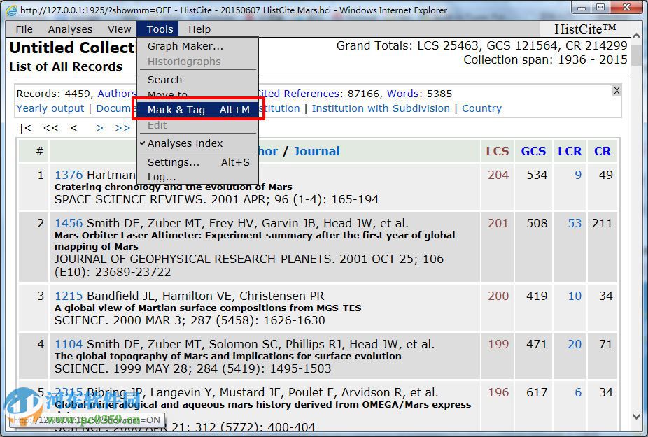 histcite(文献索引分析软件) 附使用教程 12.03.17 最新免费版