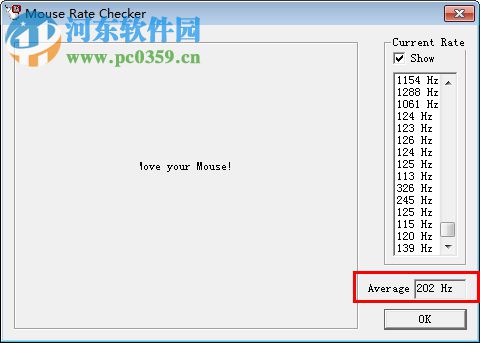 mouse rate checker中文版(鼠标接口传输率检测工具) 下载 1.1 免费版