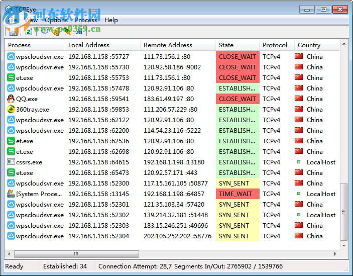 网络端口监视工具(TCPEye) 下载 1.0.0.190 官方最新版