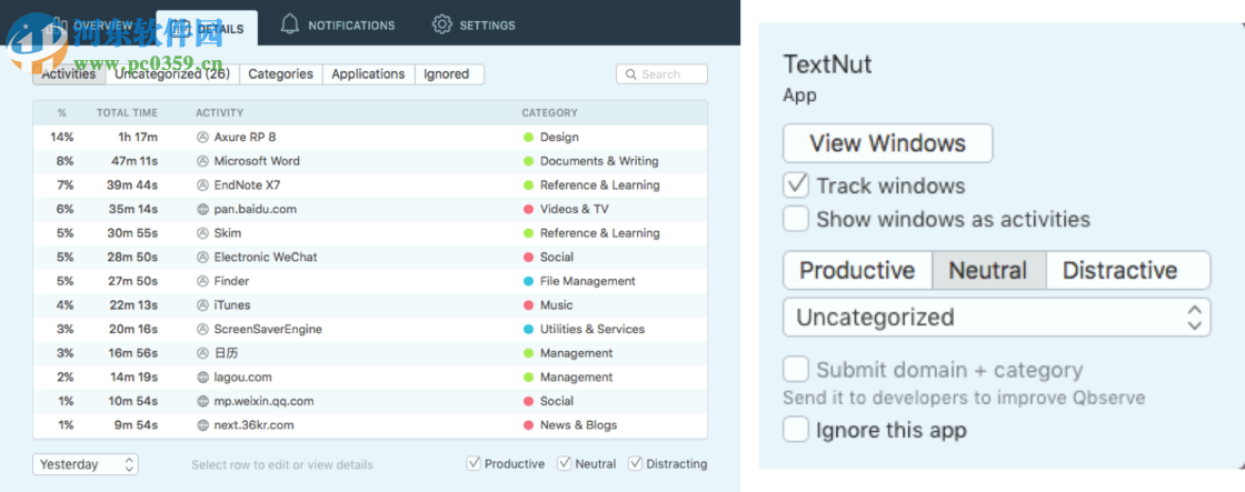 Qbserve for mac(时间追踪软件) 1.67 免费版