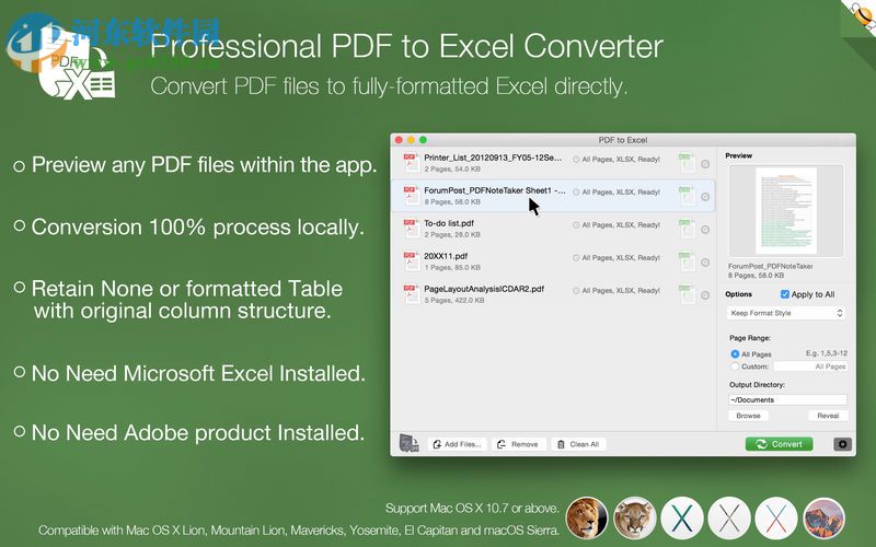 PDF to Excel for Mac(pdf转excel转换器) 1.7 免费版
