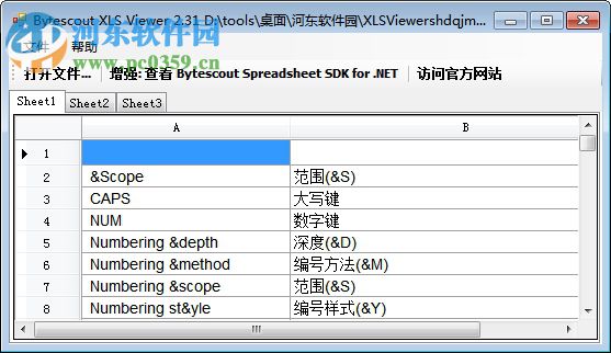 xls阅读器下载(Bytescout XLS Viewer) 2.31 免费版