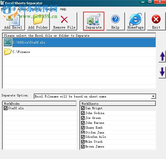 Excel Sheets Separator(Excel分离工具) 英文版