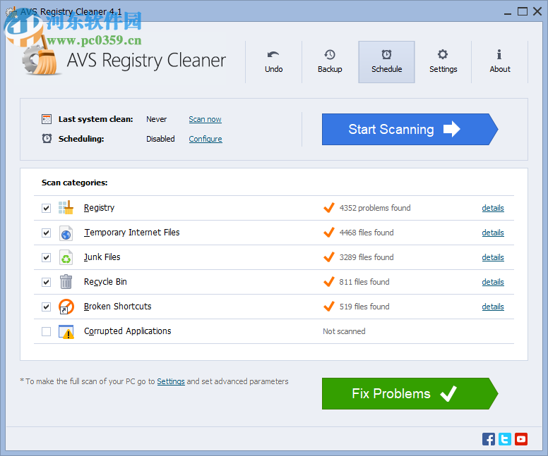 AVS Registry Cleaner(注册表<a href=https://www.pc0359.cn/zt/xtljql/ target=_blank class=infotextkey>垃圾清理</a>软件) 4.1.2 官方版