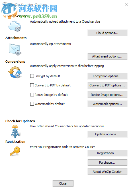 WinZip Courier(邮件<a href=https://www.pc0359.cn/zt/yasuo/ target=_blank class=infotextkey>压缩工具</a>) 9.5 免费版
