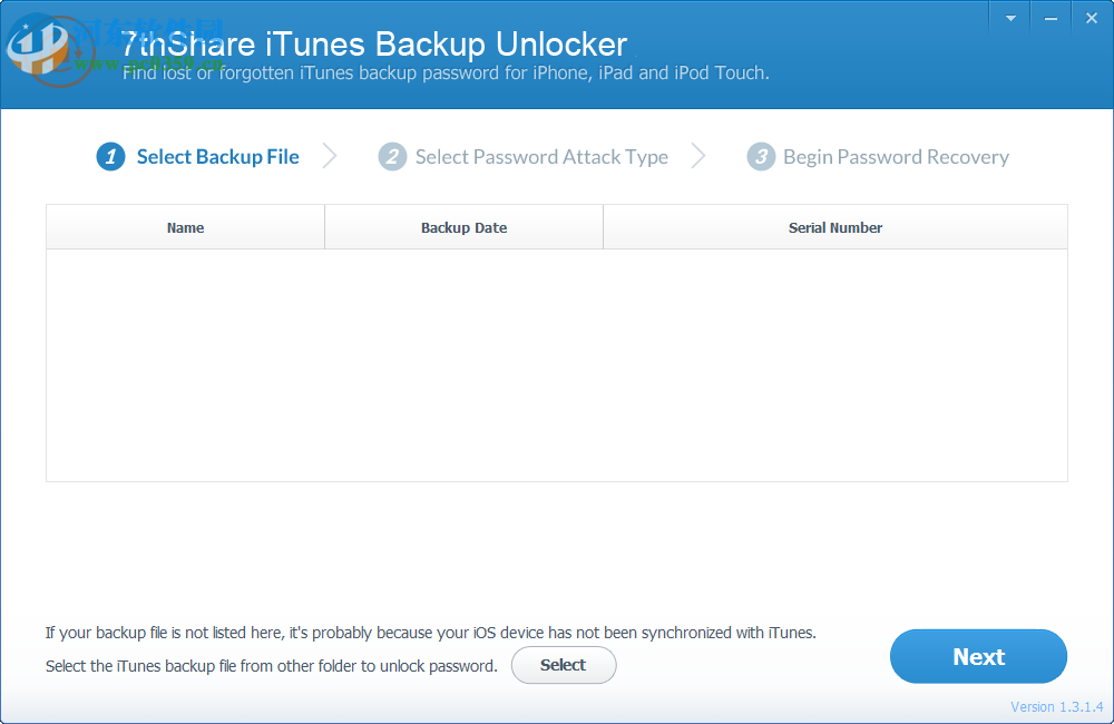 7thShare iTunes Backup Unlocker(iTunes备份解锁器) 1.3.1.4 官方版