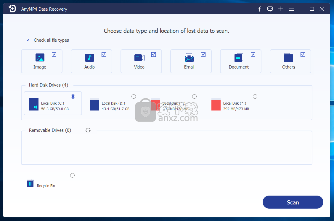 AnyMP4 Data Recovery(<a href=https://www.pc0359.cn/s/recovery/ target=_blank class=infotextkey>数据恢复</a>软件)