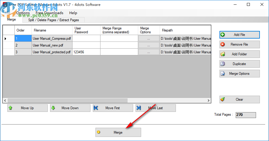 Free PDF Splitter Merger 4dots(PDF分割合并软件)